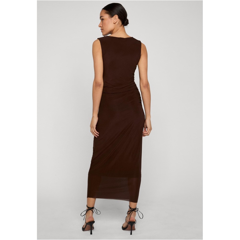 Urban Classics - Ruffled Mesh Lange jurk - Bruin